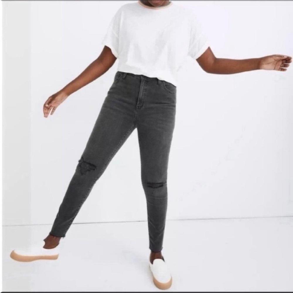 Madewell Womens High Rise Distressed Skinny Jeans‎ Black Size 26
